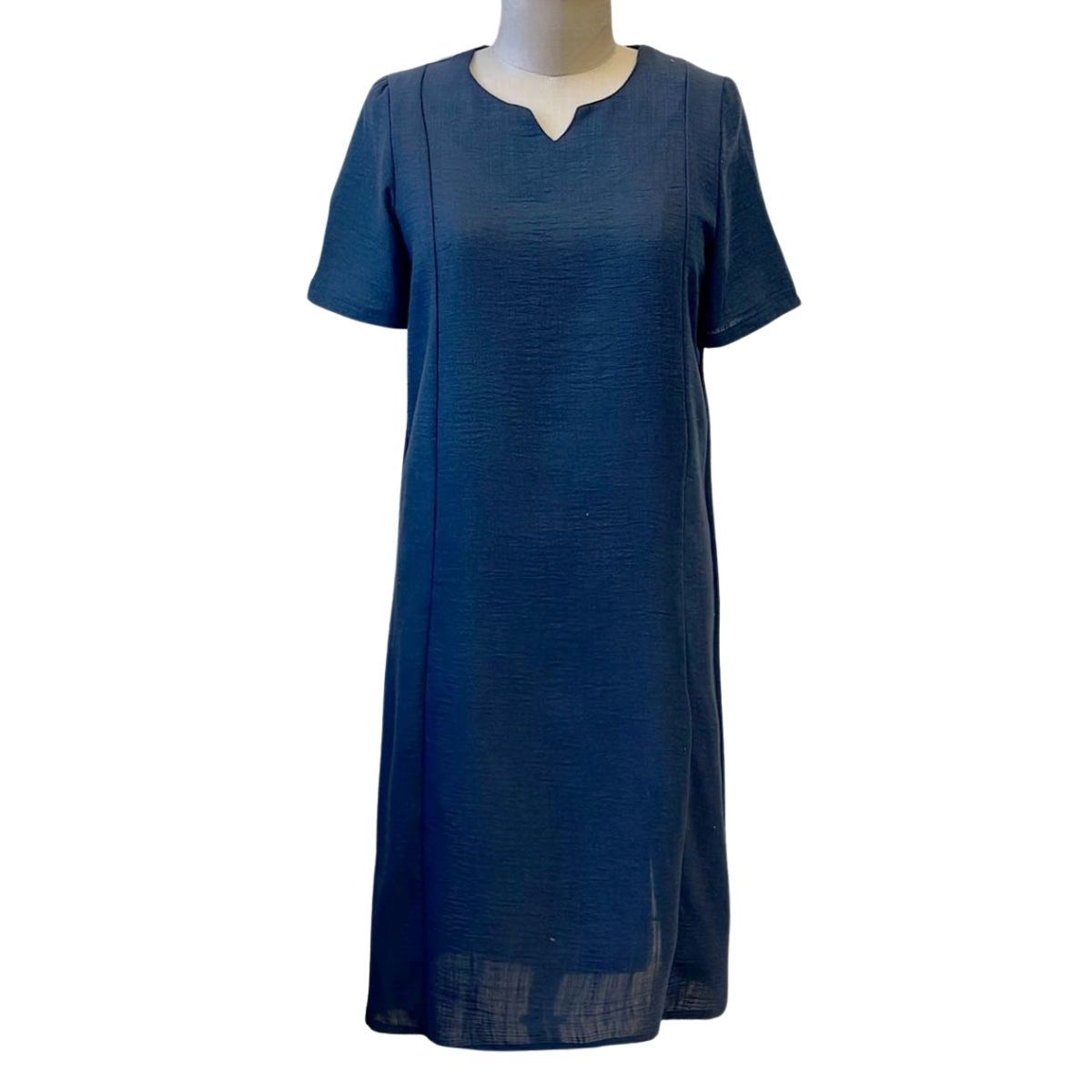 Robe adaptée d'été manches courtes bleue foncée