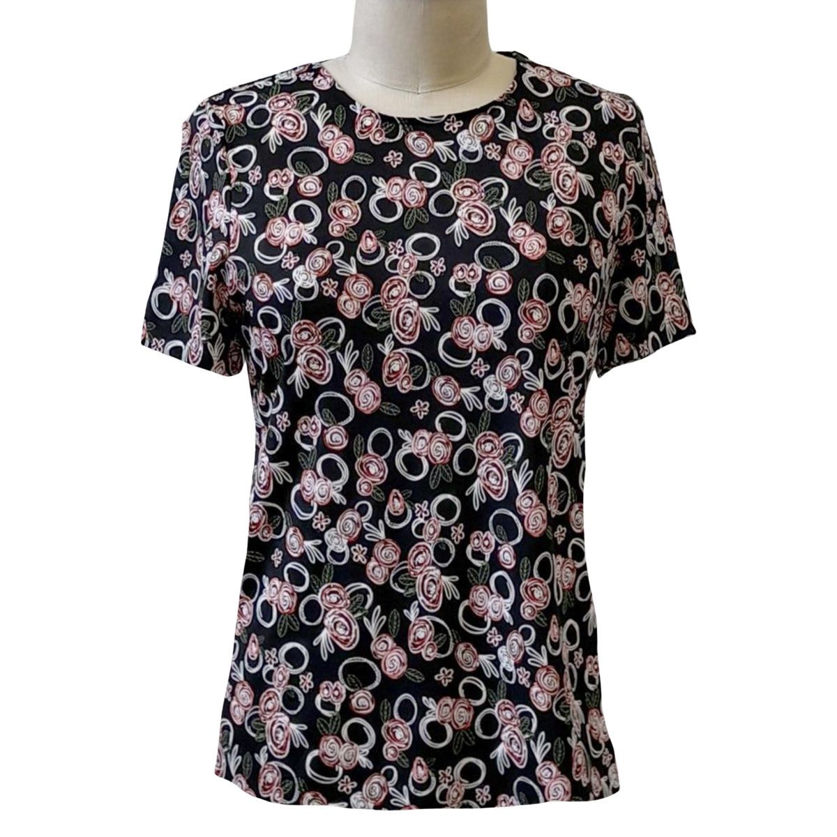 Chandail adapté noir à motif floral