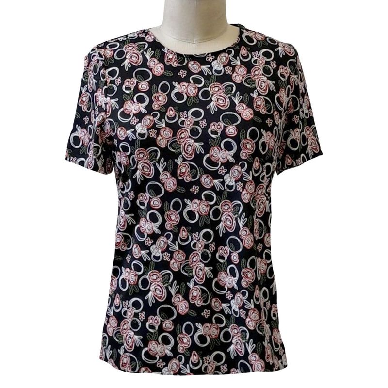 Chandail adapté noir à motif floral