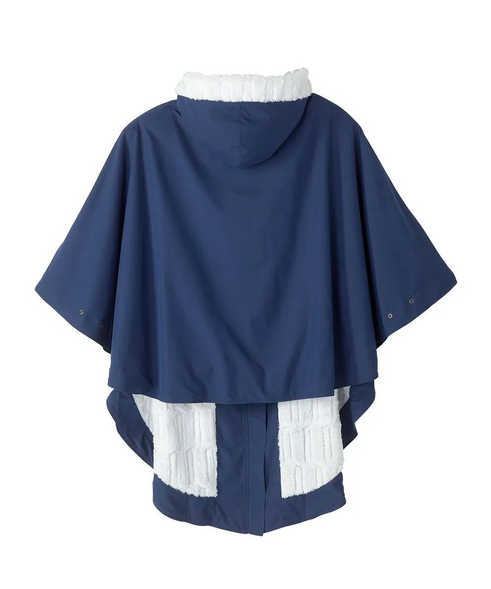 Cape d'hiver unisexe bleue doublée fausse fourrure