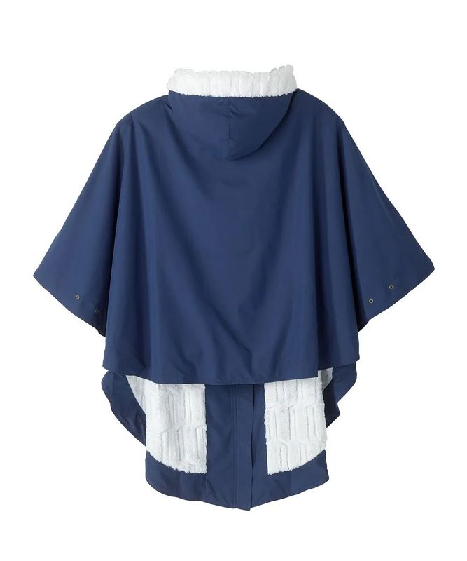 Cape d'hiver unisexe bleue doublée fausse fourrure