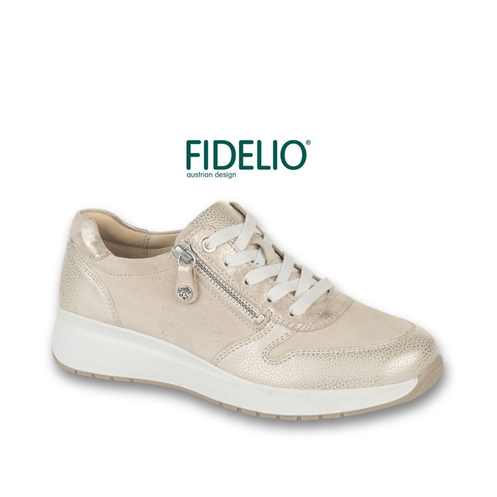 Chaussure femme à lacets et glissière beige Fidelio