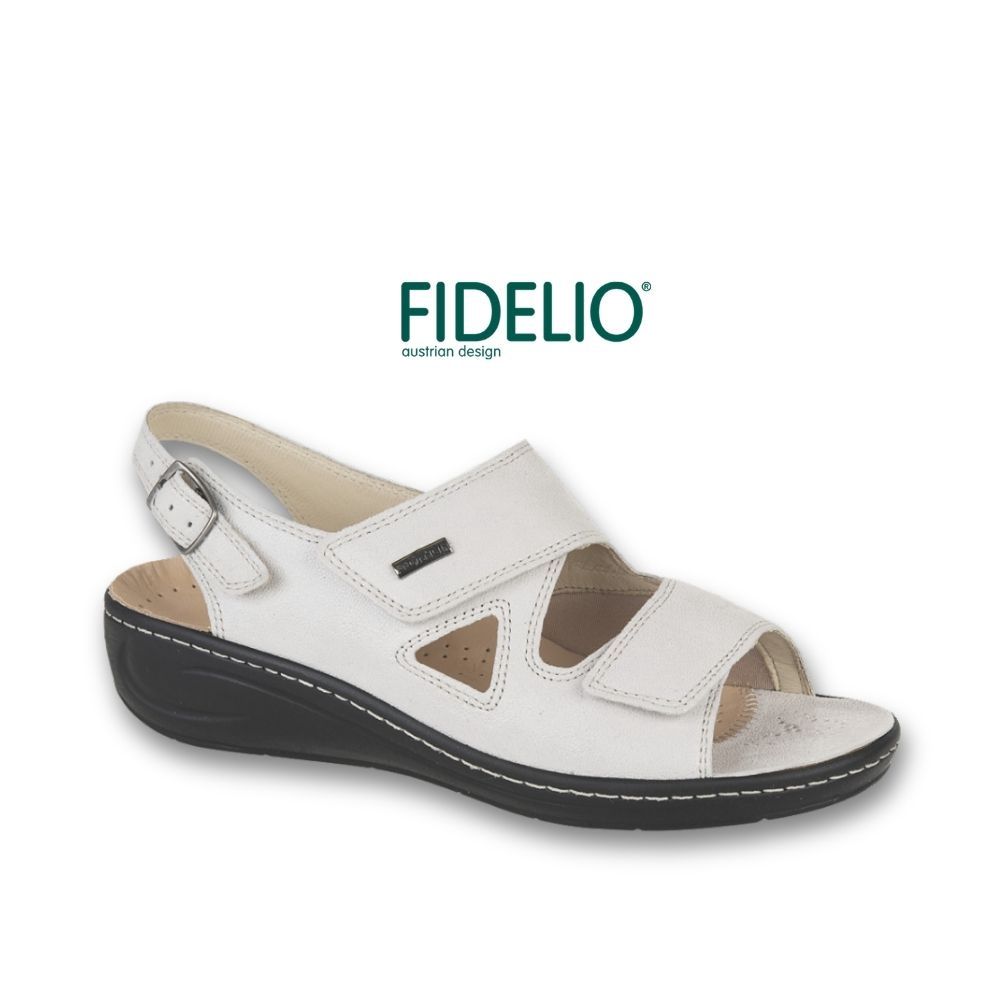 Sandale femme à velcro Fidelio blanche