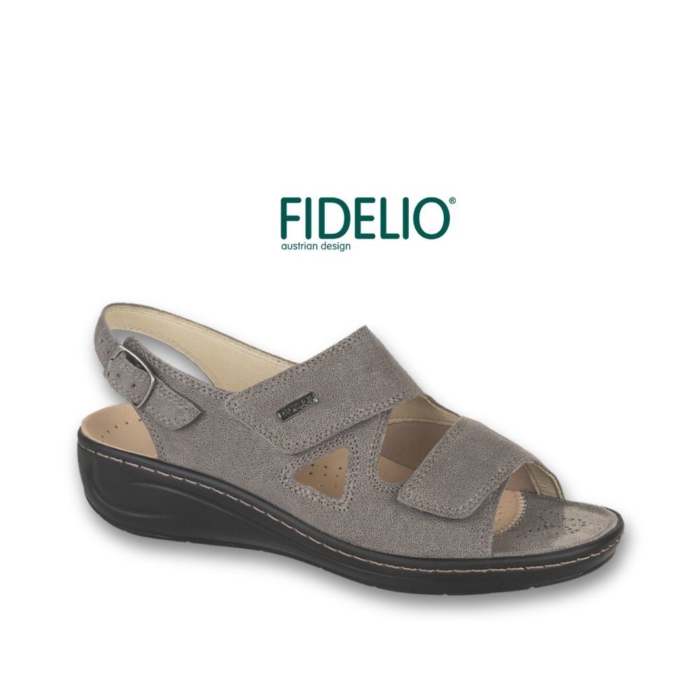 Sandale femme à velcro Fidelio grise