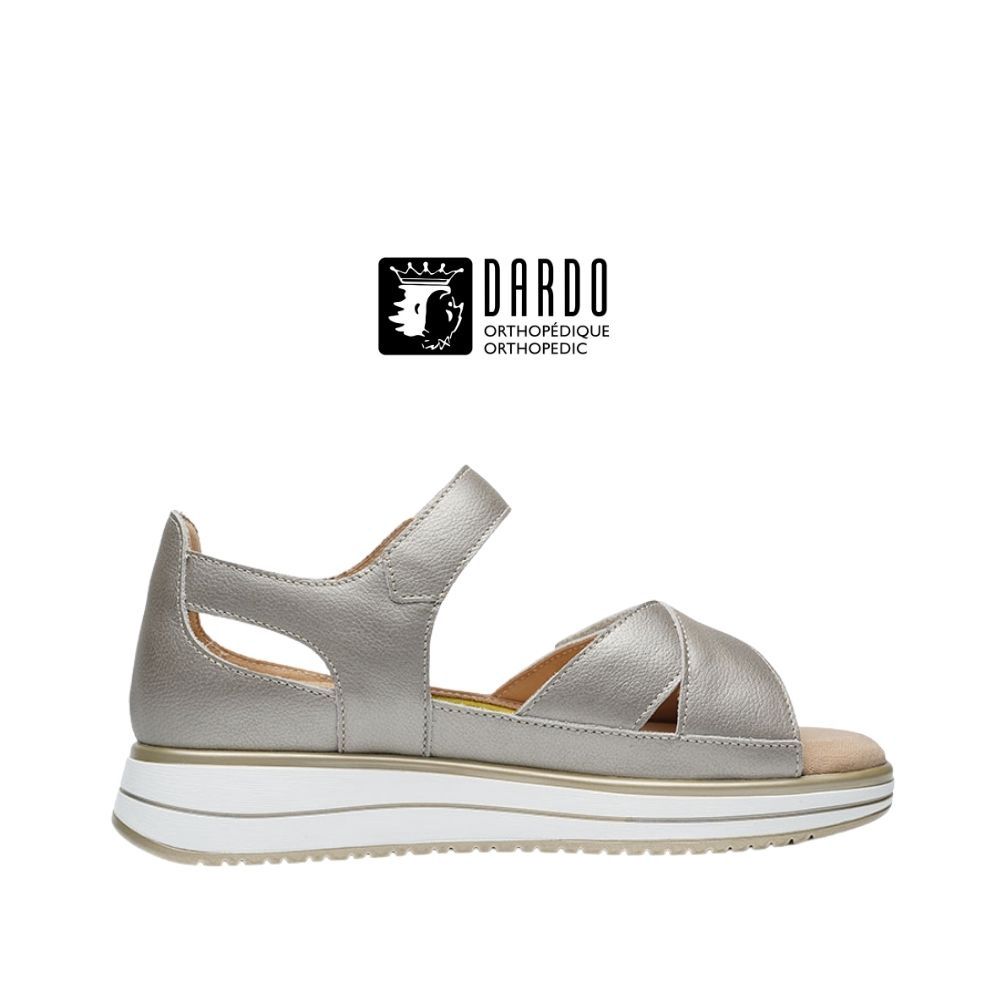 Sandale femme à velcro Dardo champagne