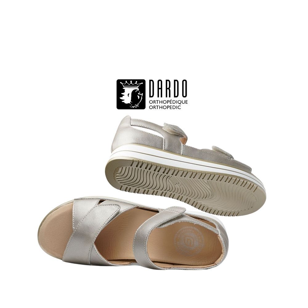 Sandale femme à velcro Dardo champagne