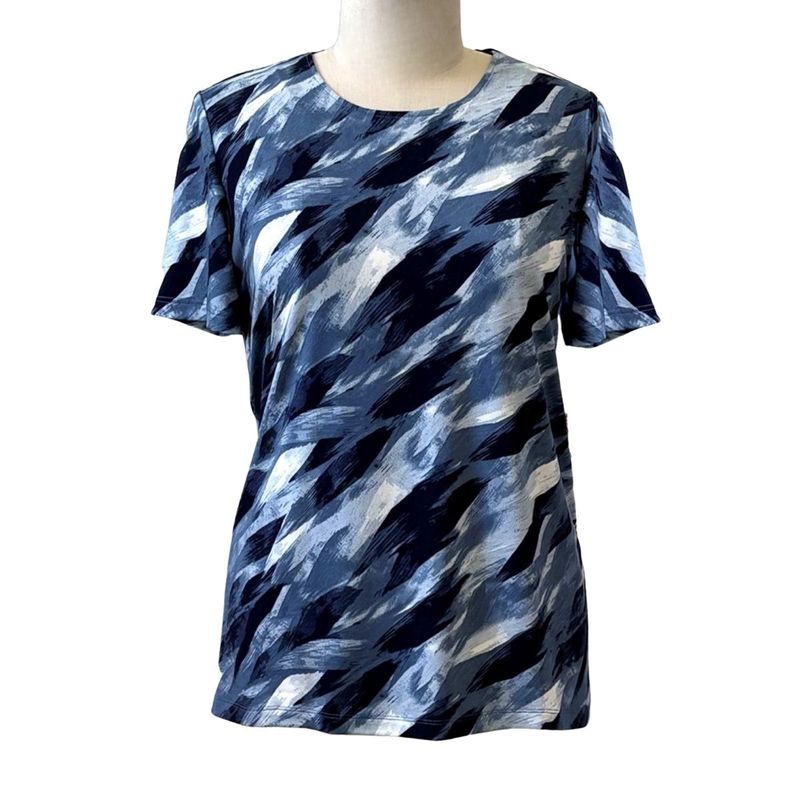 Chandail adapté femme été imprimé bleu abstrait