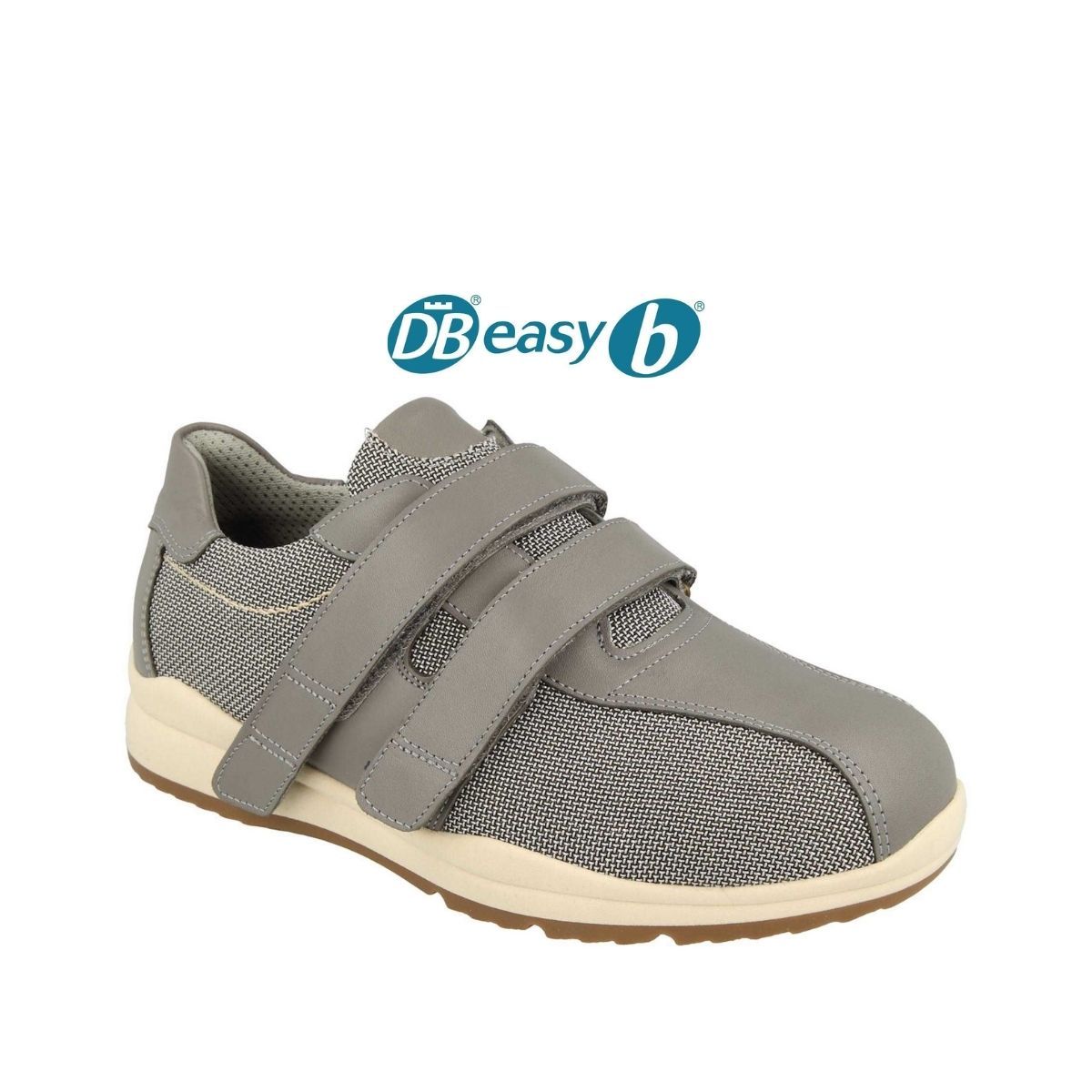 LIQUIDATION: Chaussure homme Logan  extra large à velcro Easy B, Largeur: 6E, Pointure: 10, couleur: GRIS