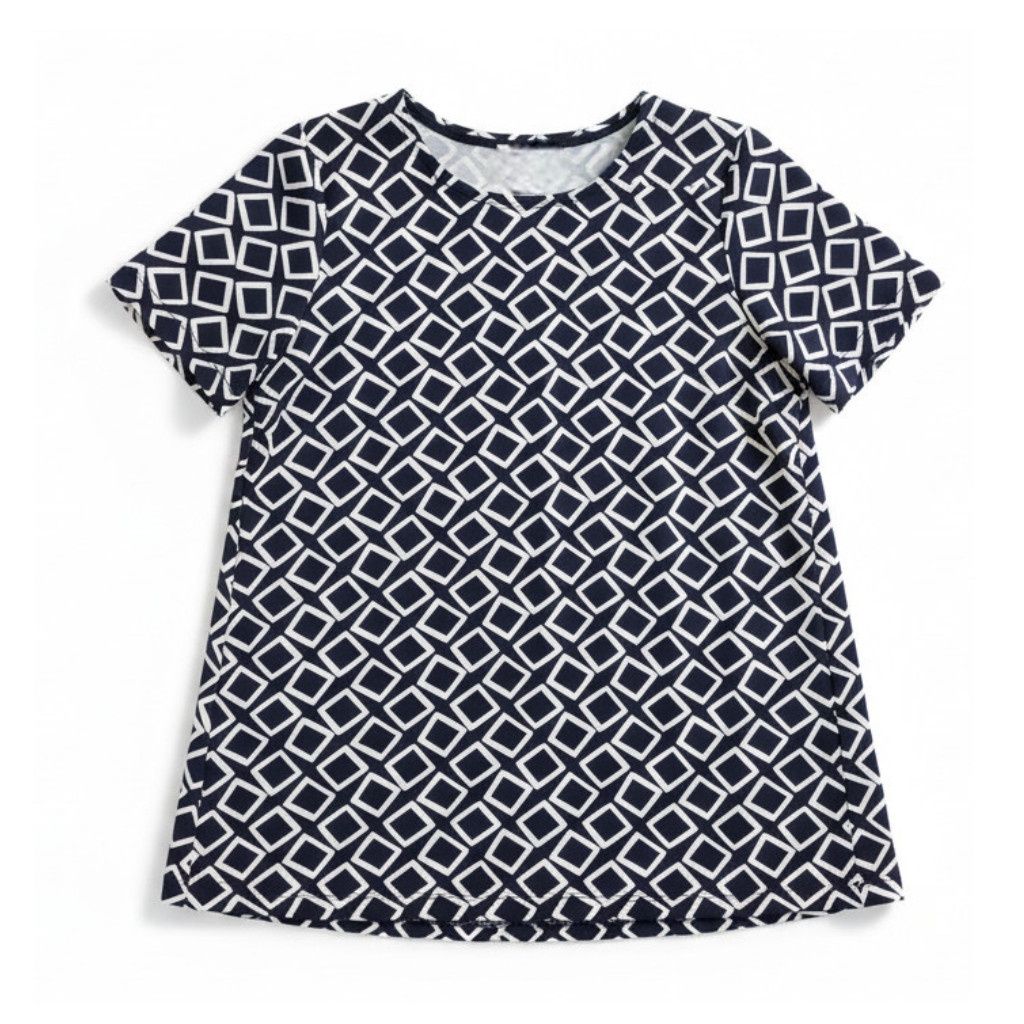 Chandail adapté femme été marine avec losanges