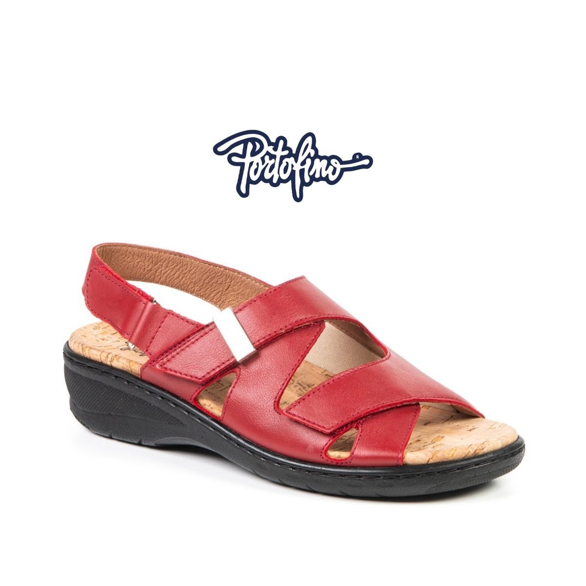 Sandale femme à velcro Portofino rouge