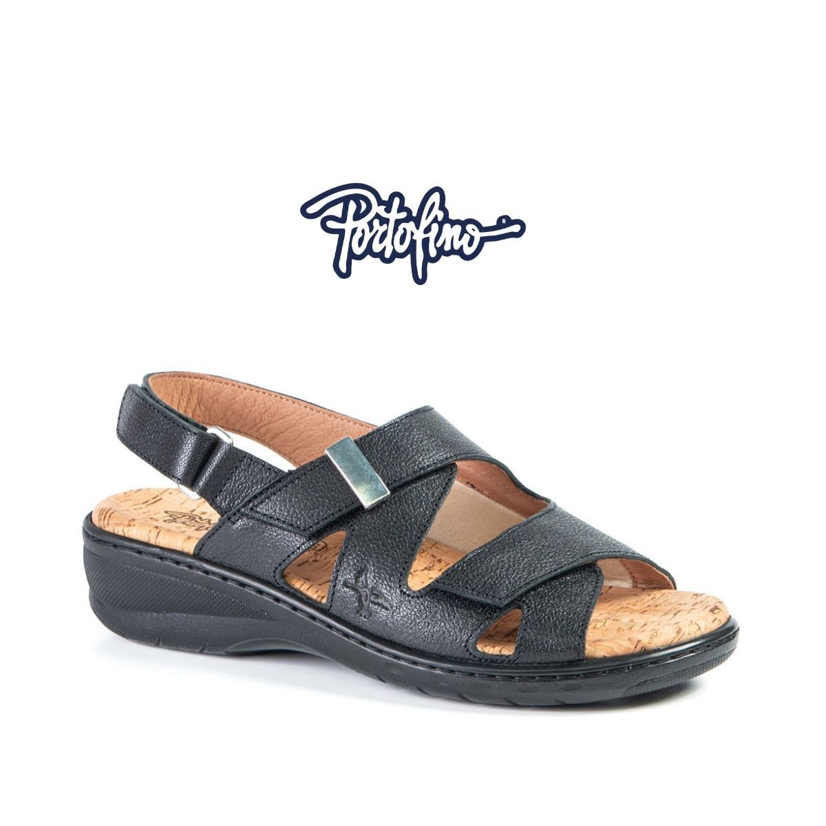 Sandale femme à velcro Portofino noire