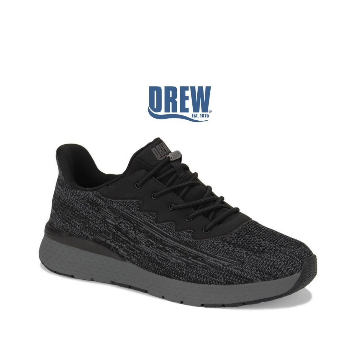 Chaussure homme extra large à enfiler Explore II de Drew noire