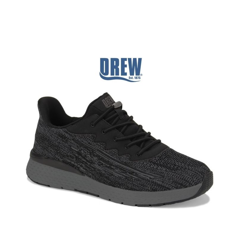 Chaussure homme extra large à enfiler Explore II de Drew noire