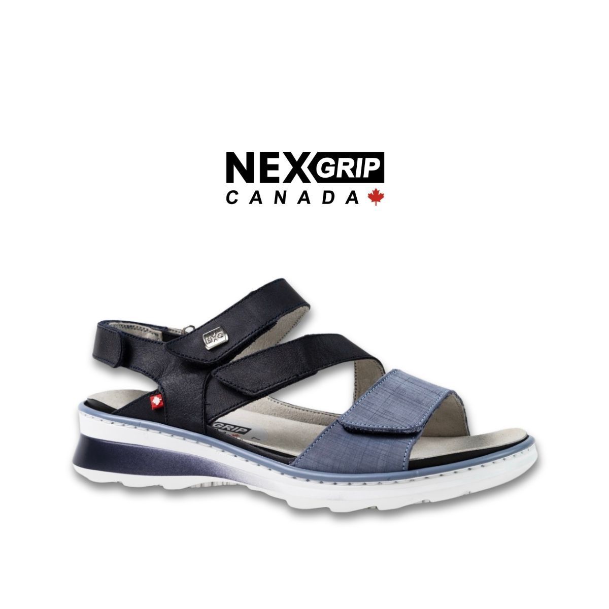 Sandale femme à velcro Nexgrip bleu et blanc