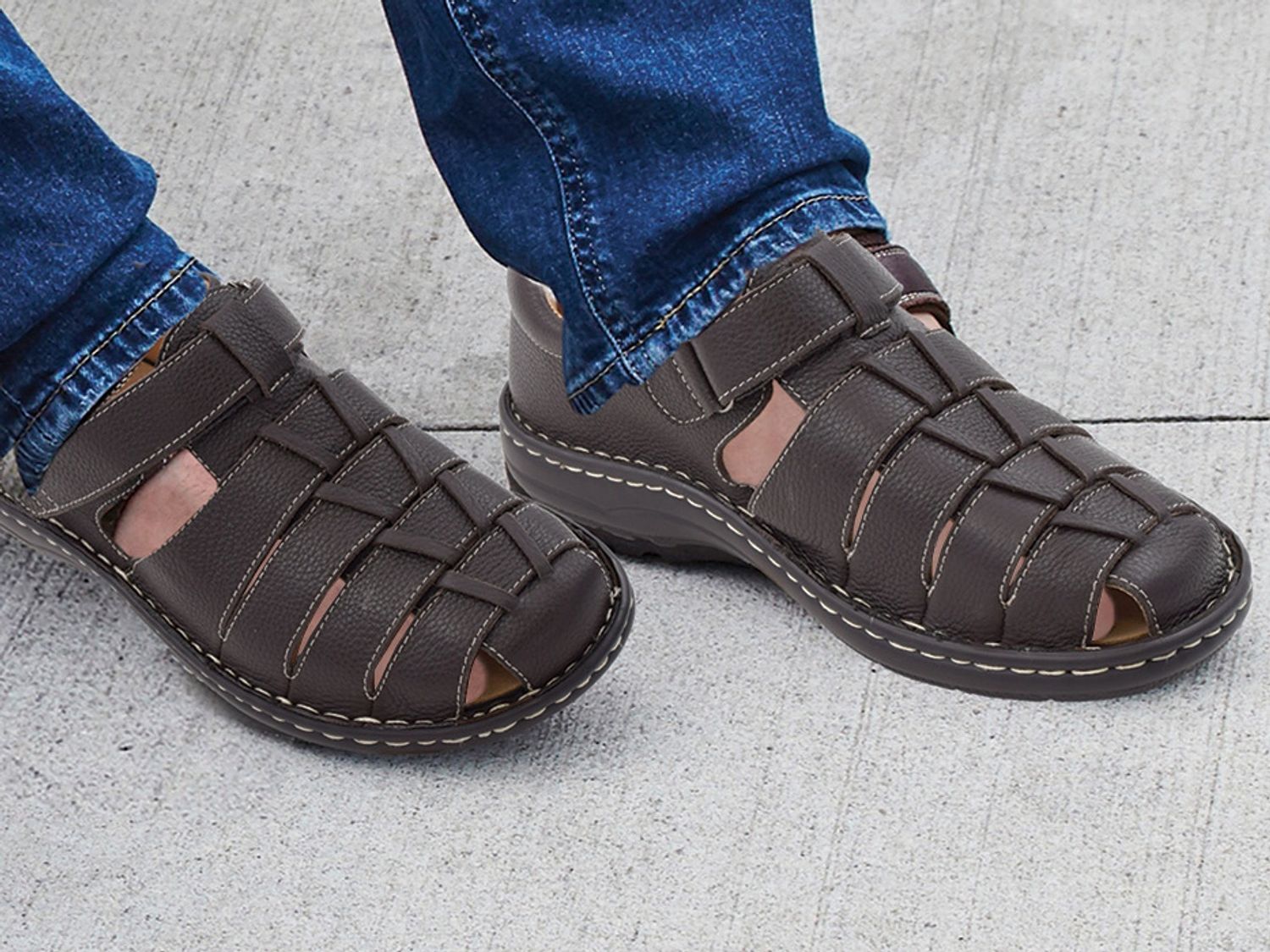 Sandale fermée Fisher pour homme cuir brun