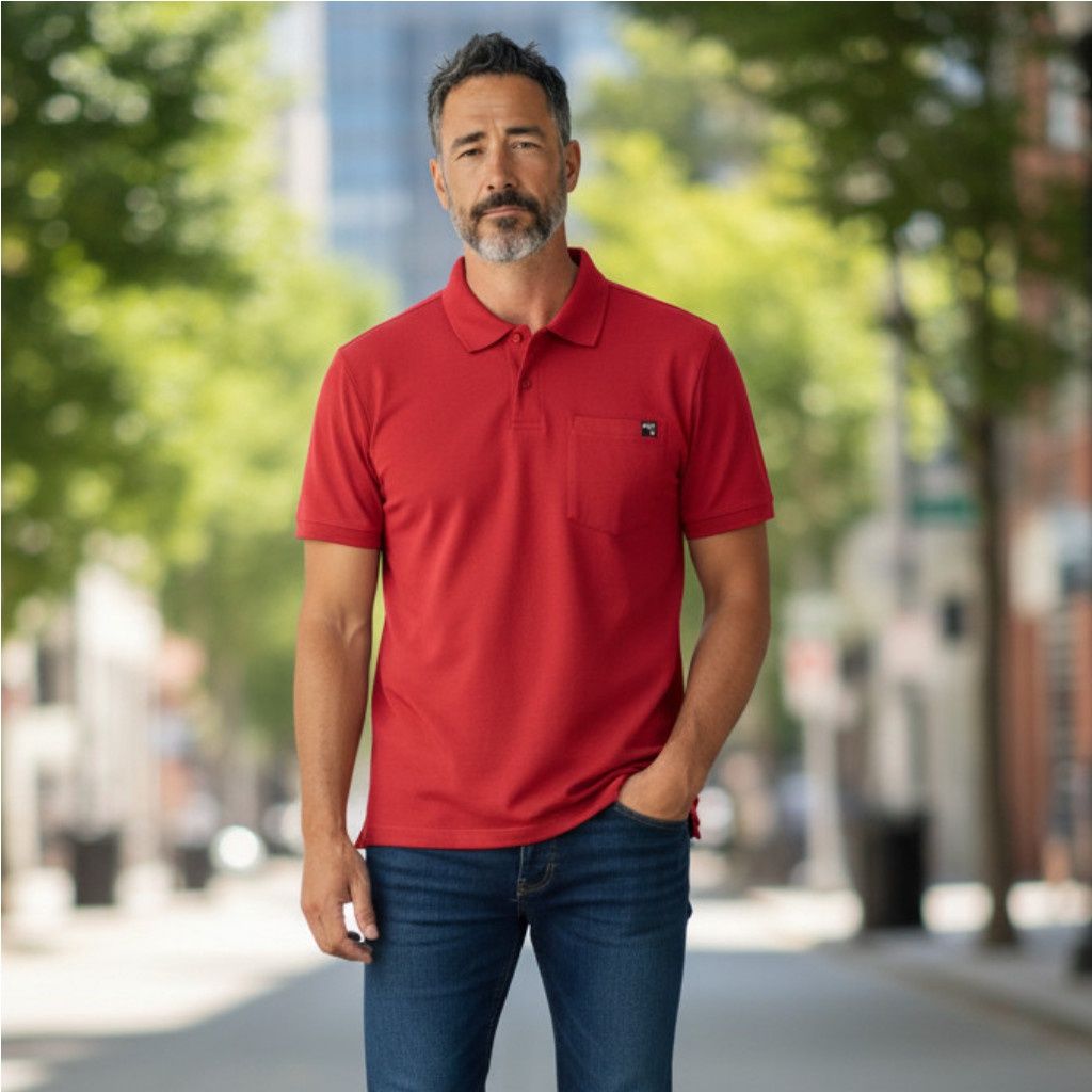 Polo adapté manches courtes rouge