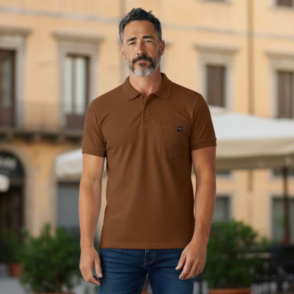 Polo adapté manches courtes rouille