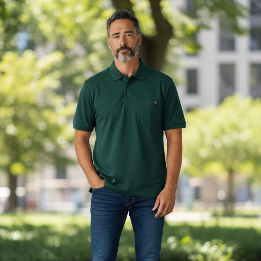 Polo adapté manches courtes vert forêt