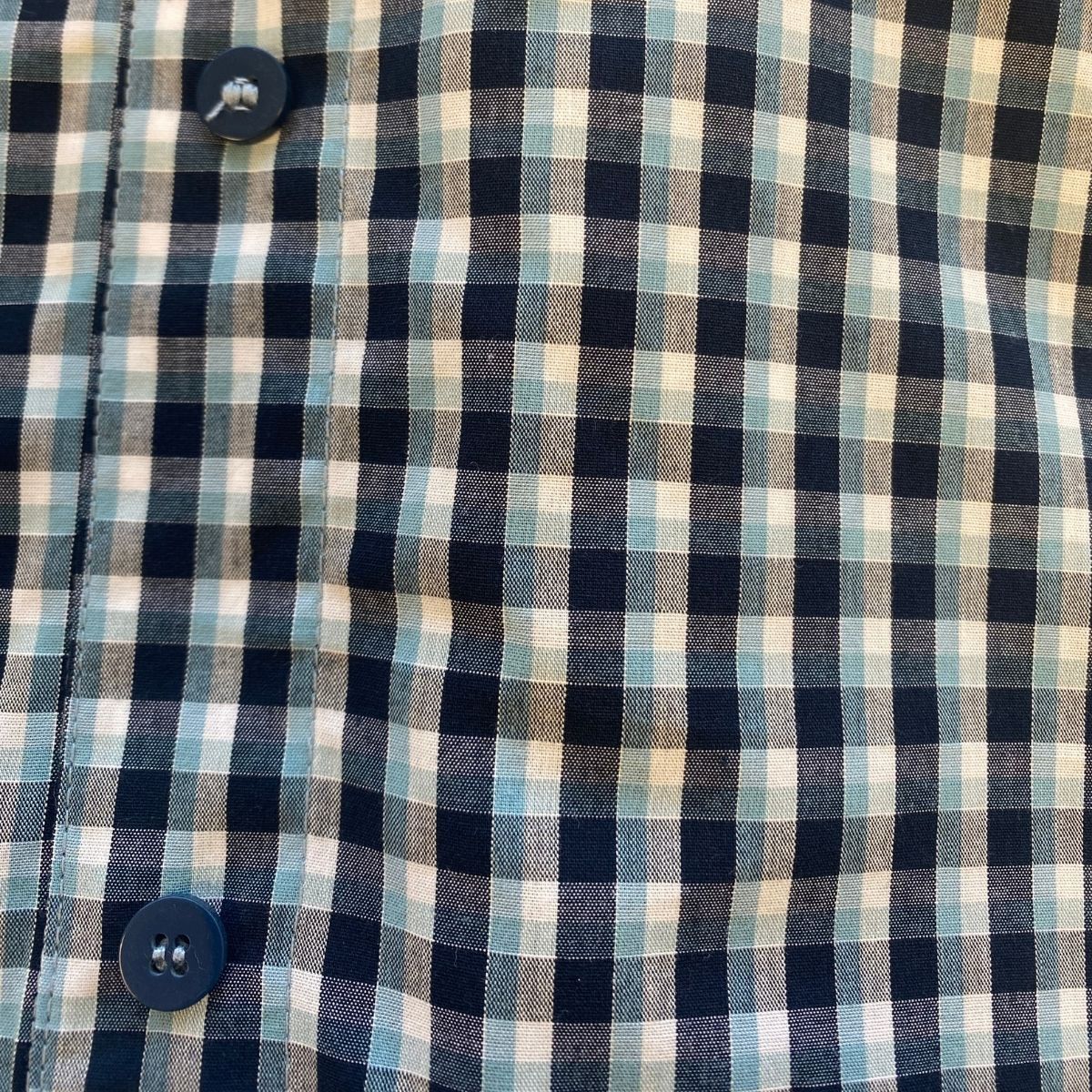 Chemise adaptée manches courtes carreaux marine et turquoise