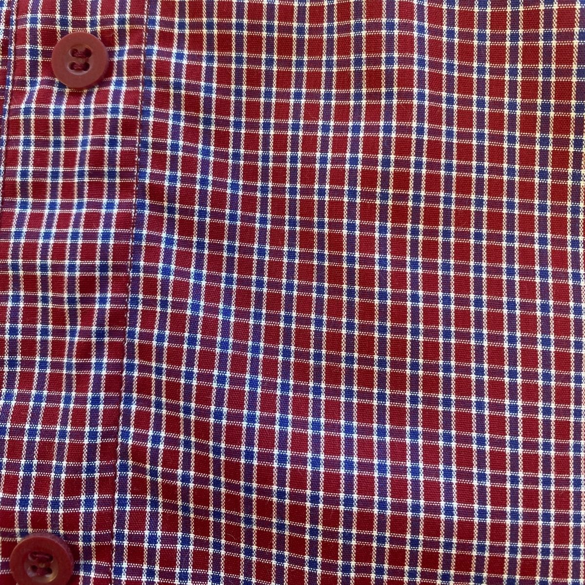 Chemise adaptée manches courtes à carreaux bleu et bourgogne