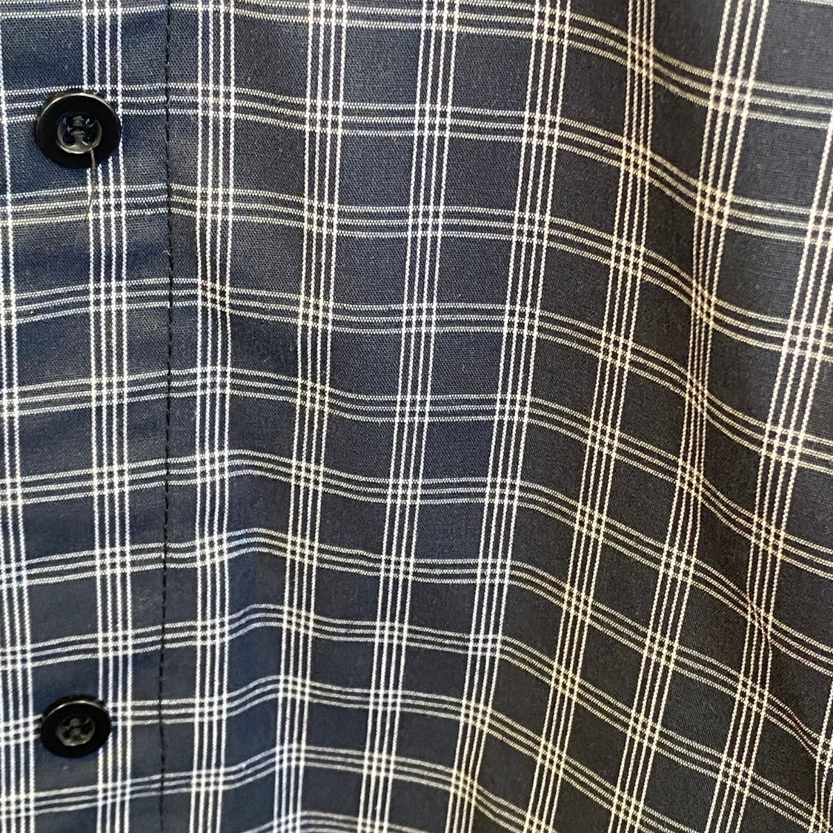 Chemise adaptée manches courtes marine à carreaux