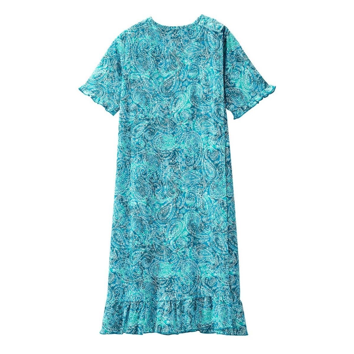 Robe de nuit adaptée turquoise à motifs Paisley