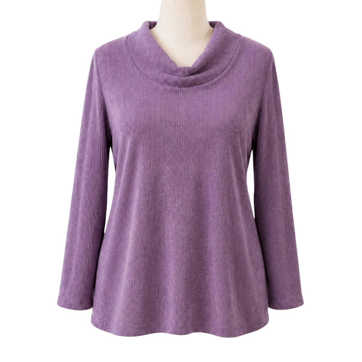 Chandail adapté femme manches longues à col châle mauve