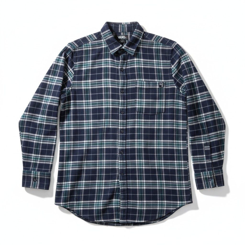 Chemise adaptée pour homme en flanelle vert et marine