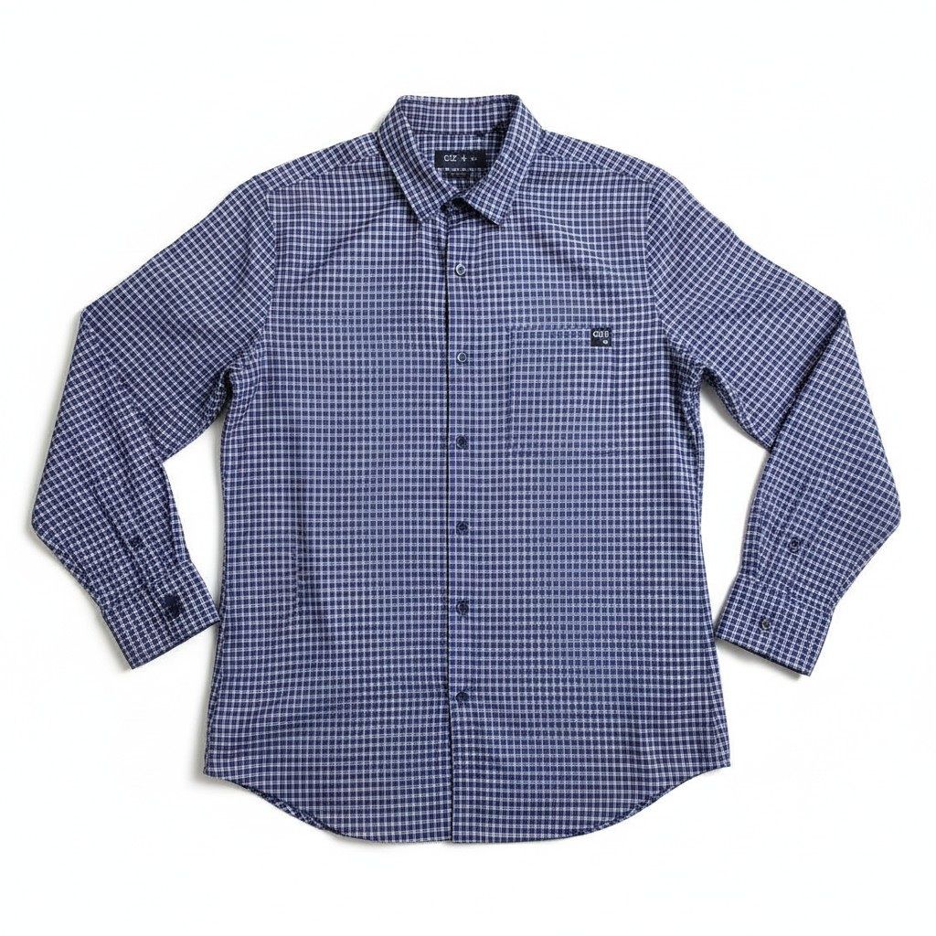 Chemise adaptée pour homme à carreaux bleu et mauve