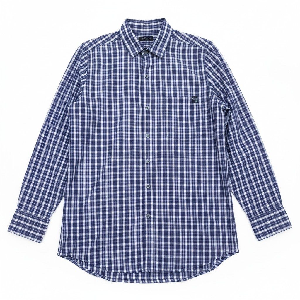Chemise adapté pour homme à carreaux marine
