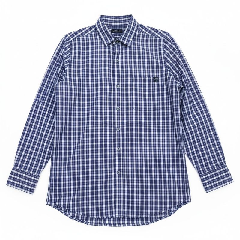 Chemise adapté pour homme à carreaux marine