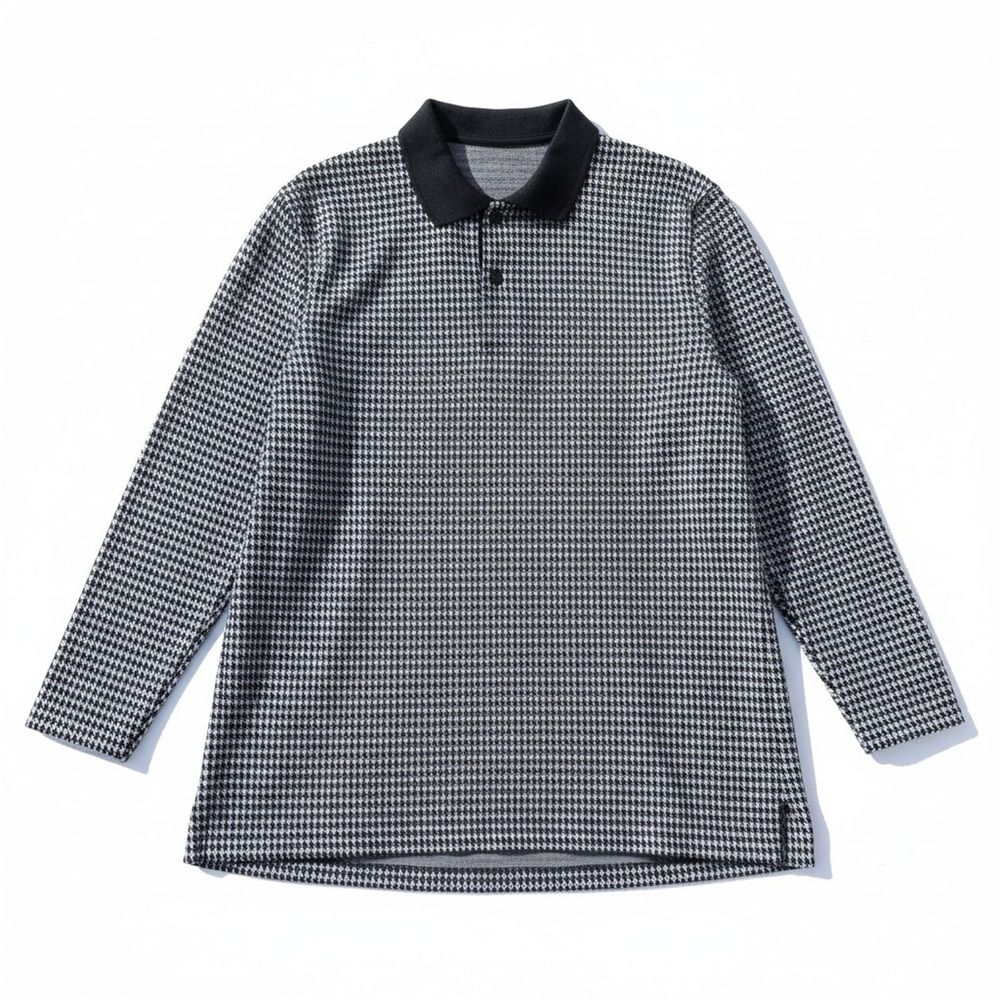 Chandail adapté pour homme pied de poule à col noir