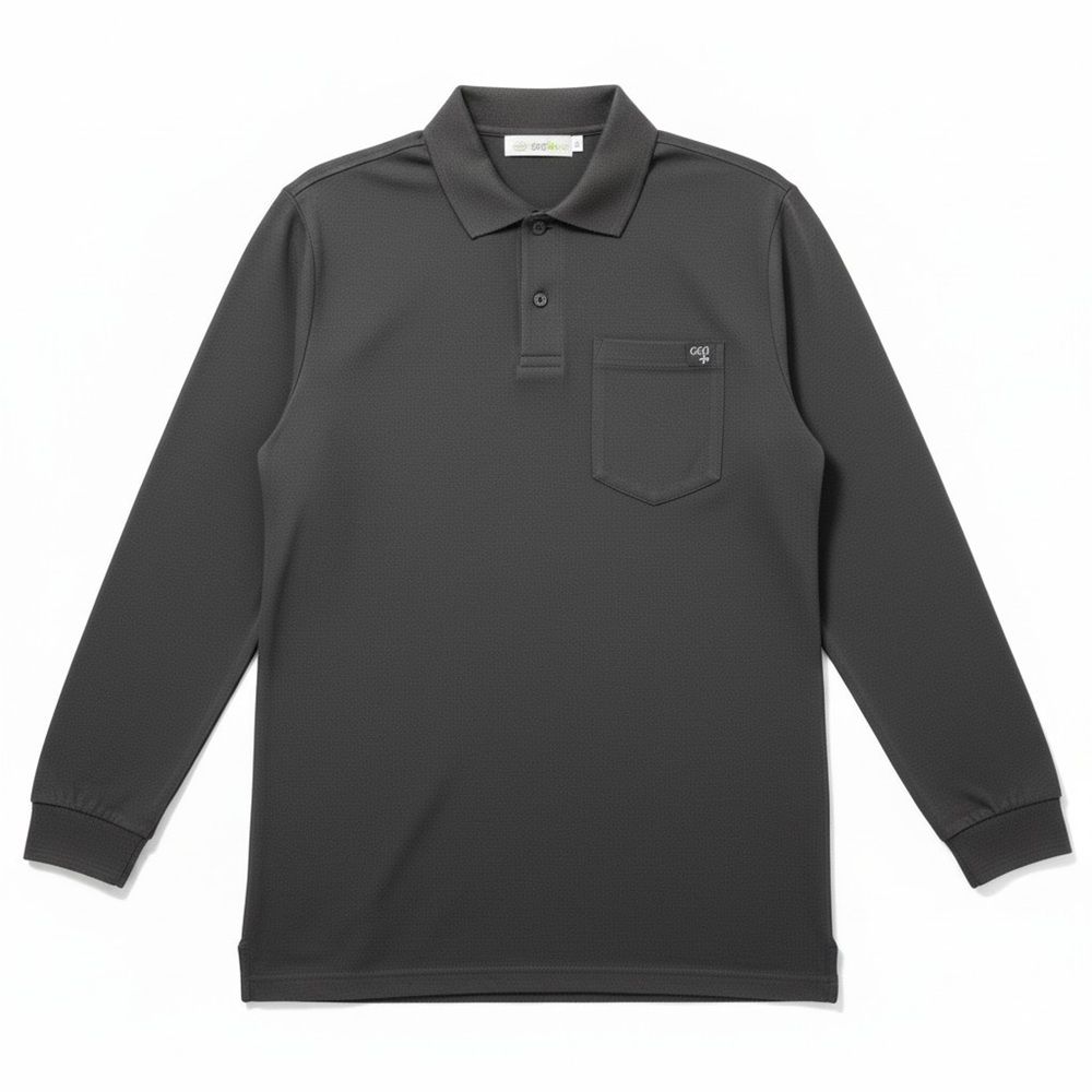 Polo adapté manche longue style Lacoste gris