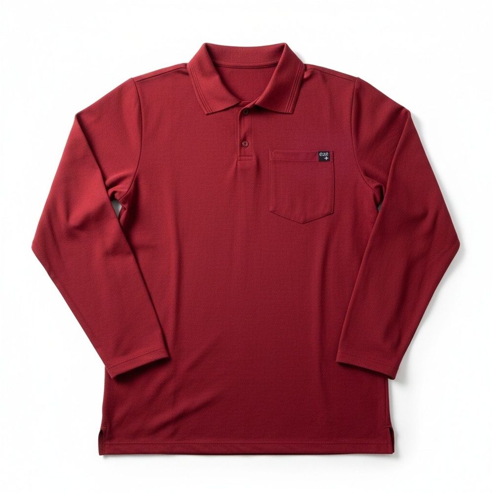 Polo adapté manche longue style Lacoste rouge