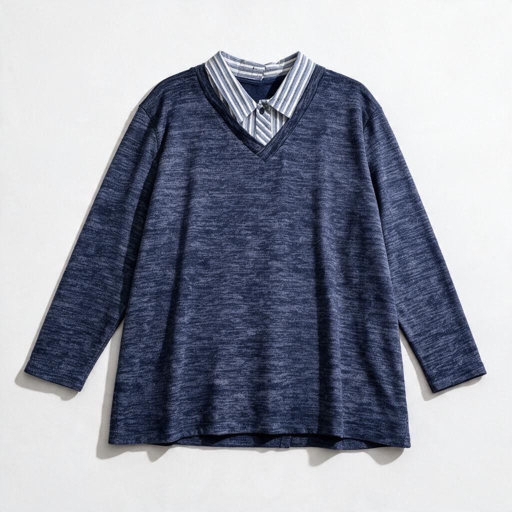 Chandail adapté pour homme marine à faux col