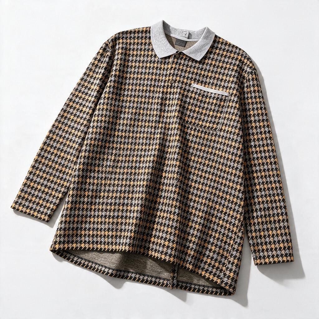 Chandail adapté pour homme à carreaux jaune et gris