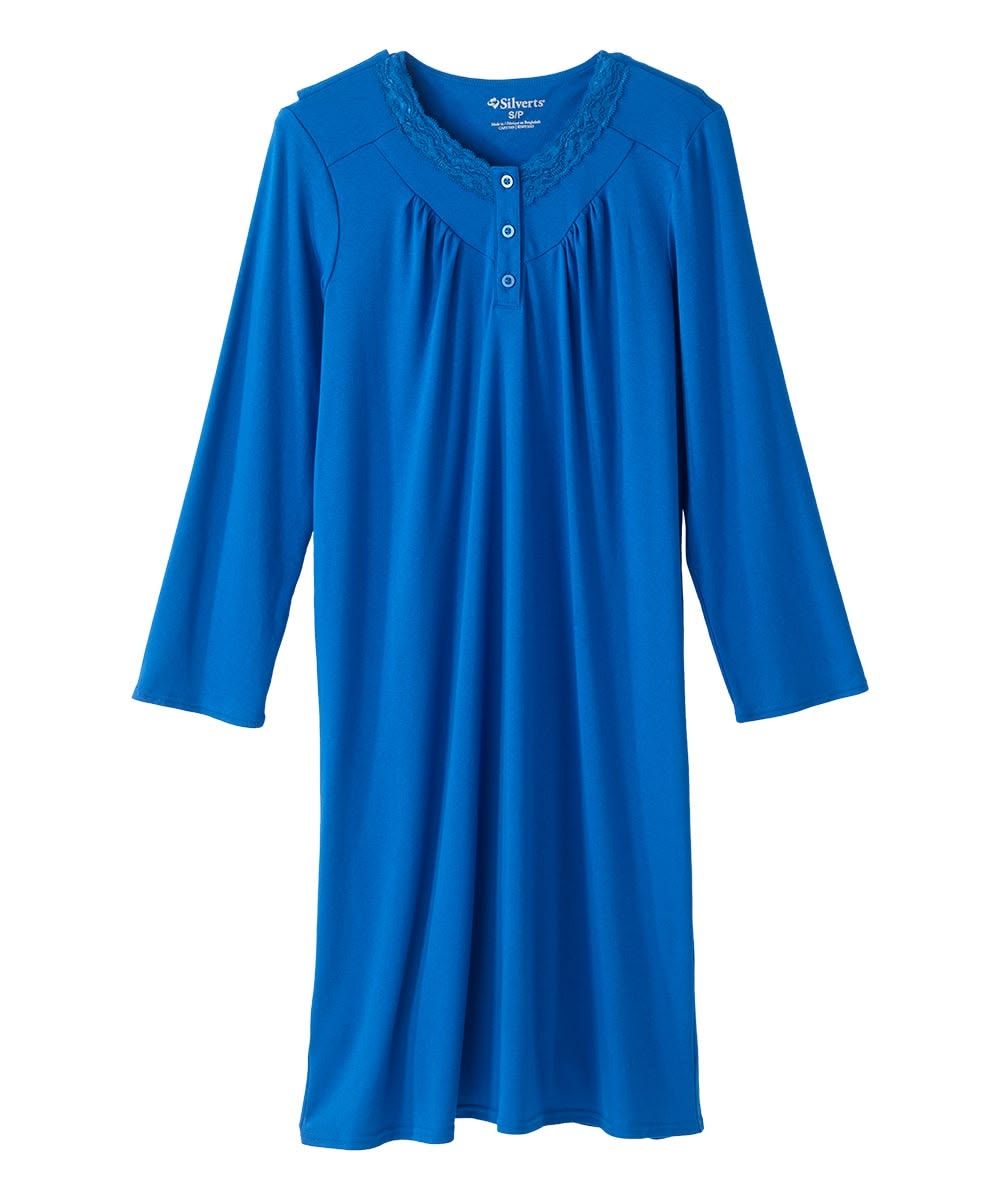 Robe de nuit adaptée manches longues bleu royal