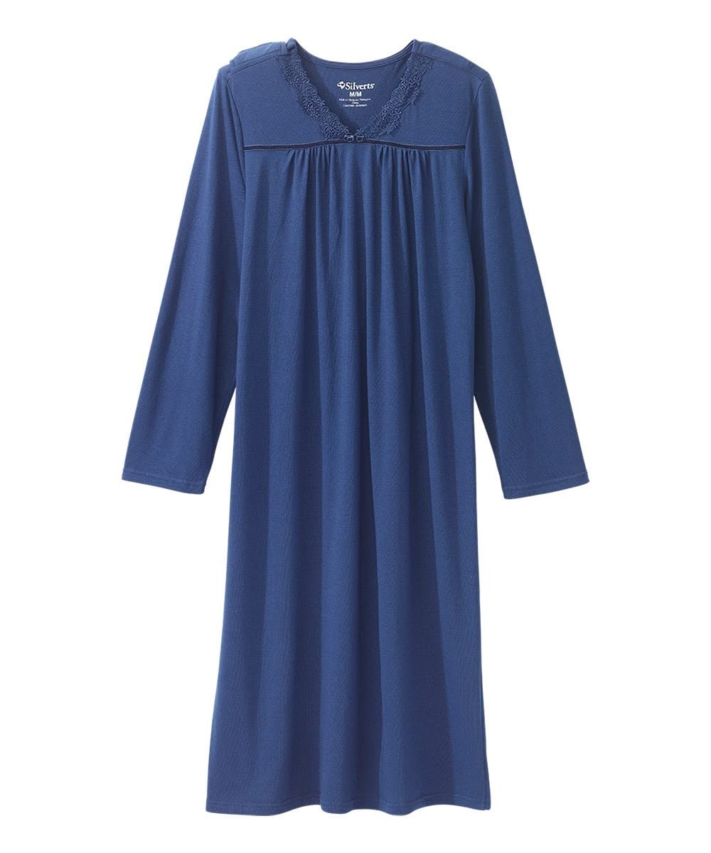 Robe de nuit adaptée manches longues marine