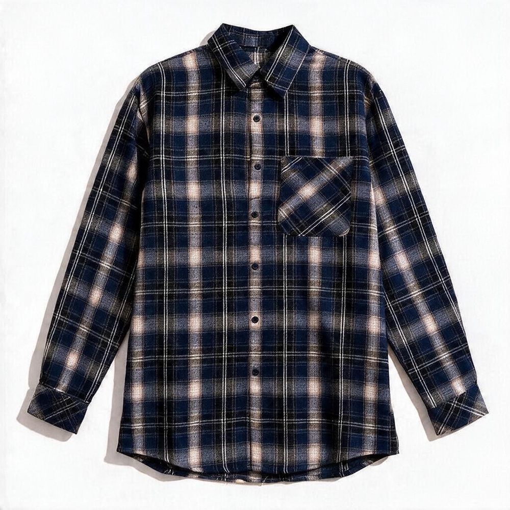 Chemise adaptée pour homme en flanelle marine, noire et beige