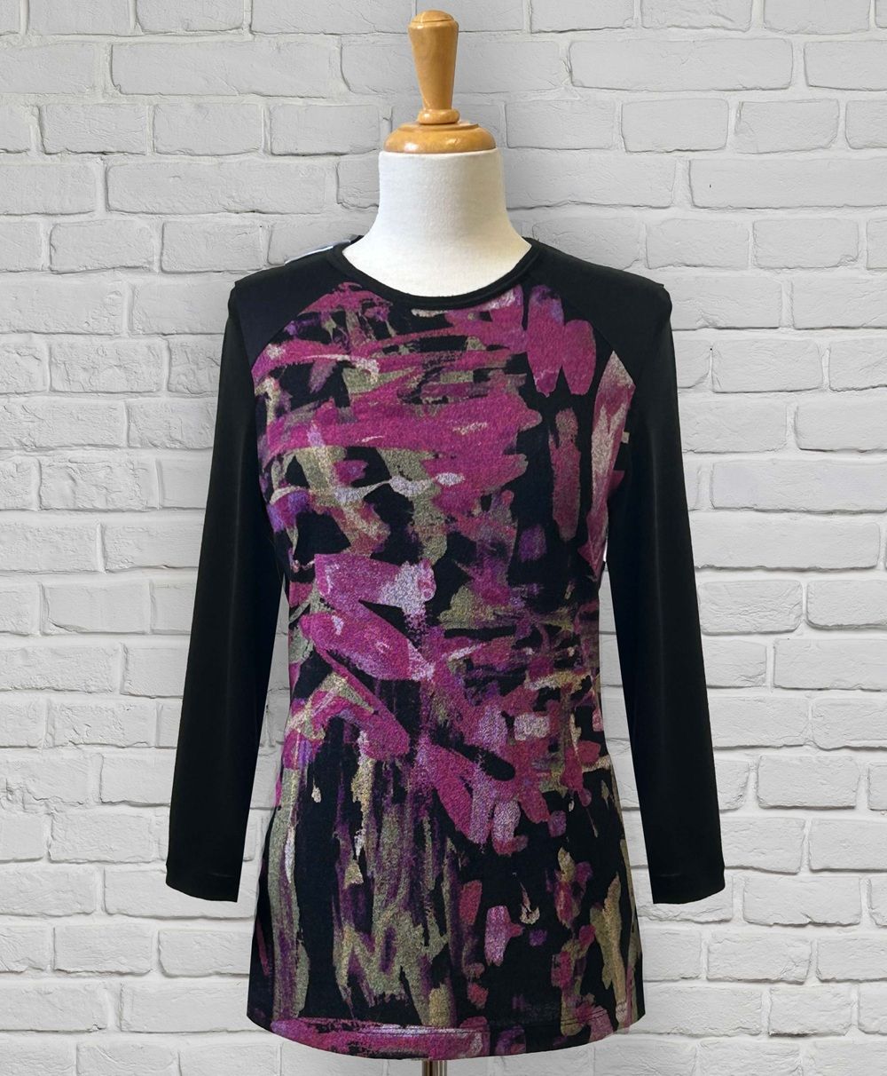 LIQUIDATION: Chandail adapté manches longues contrastantes noir et pourpre