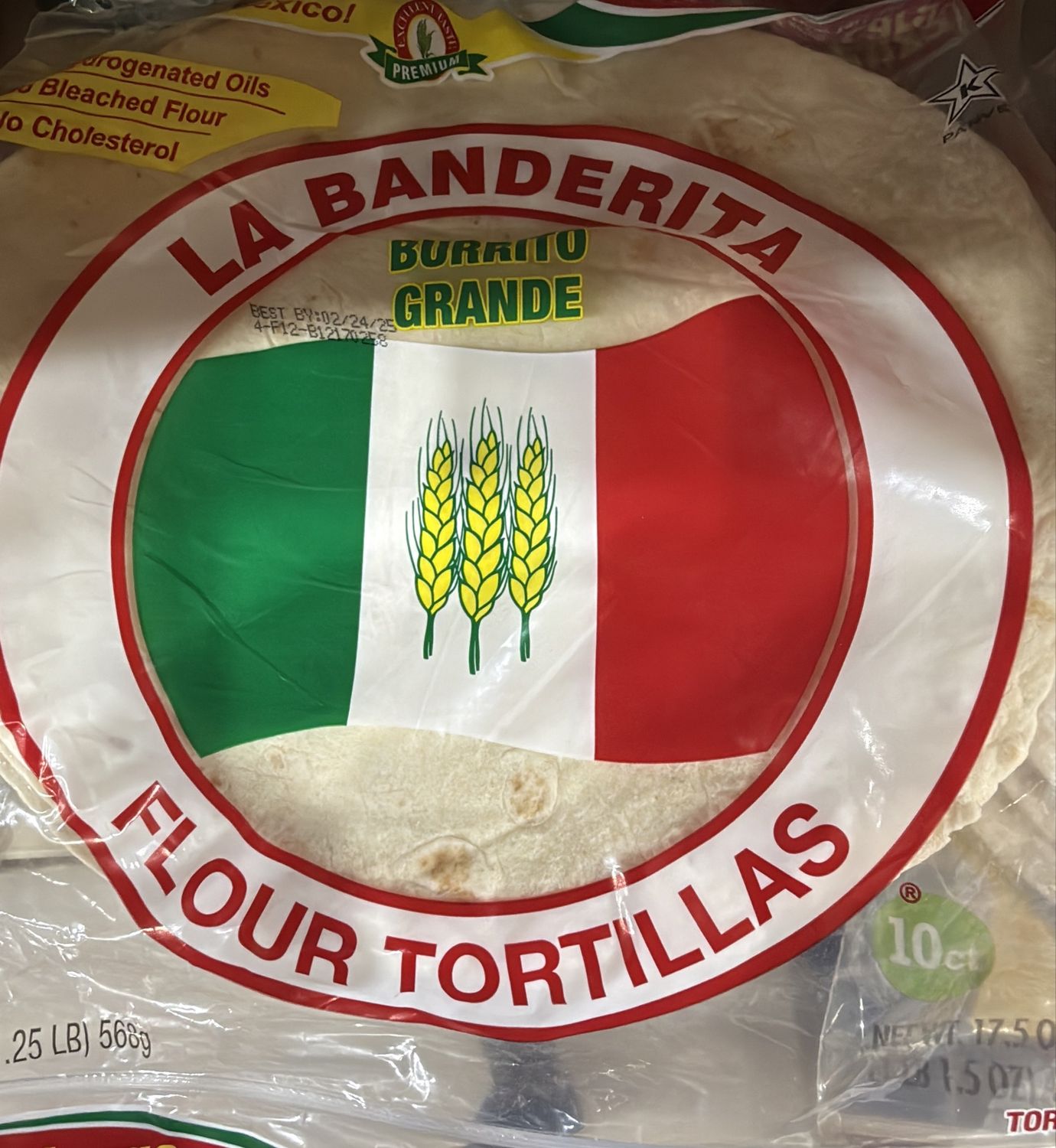 La banderita burrito grande 8 tortillas 