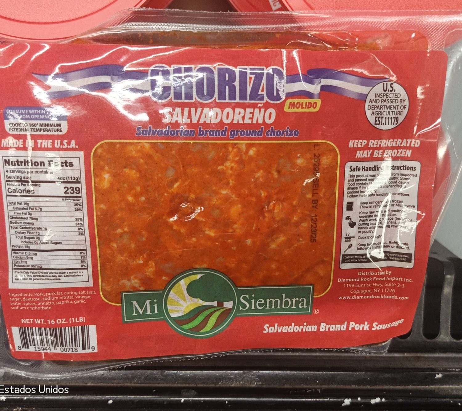 Chorizo Salvadoreno 16 Oz Mi Siembra