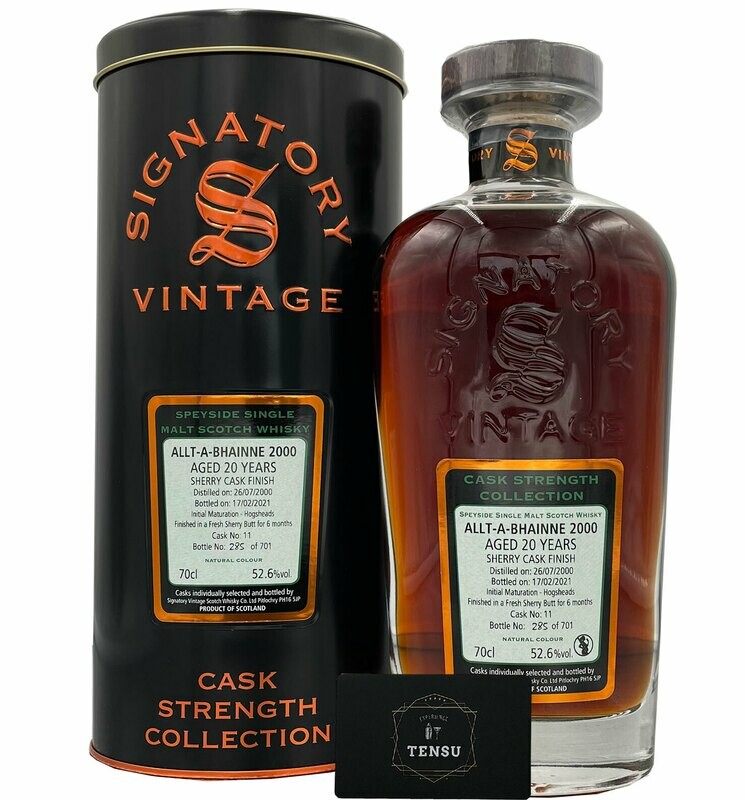 Allt-A-Bhainne 20 Years Old (2000-2021) Shery Cask Finish 52.6 CSC &quot;Signatory&quot;