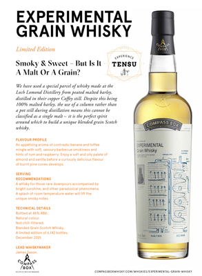 Compass Box Experimental Grain -Limited Edition- (2021) 2nd Fill Bourbon &amp; Recharred Casks 46.0 "Compass Box"