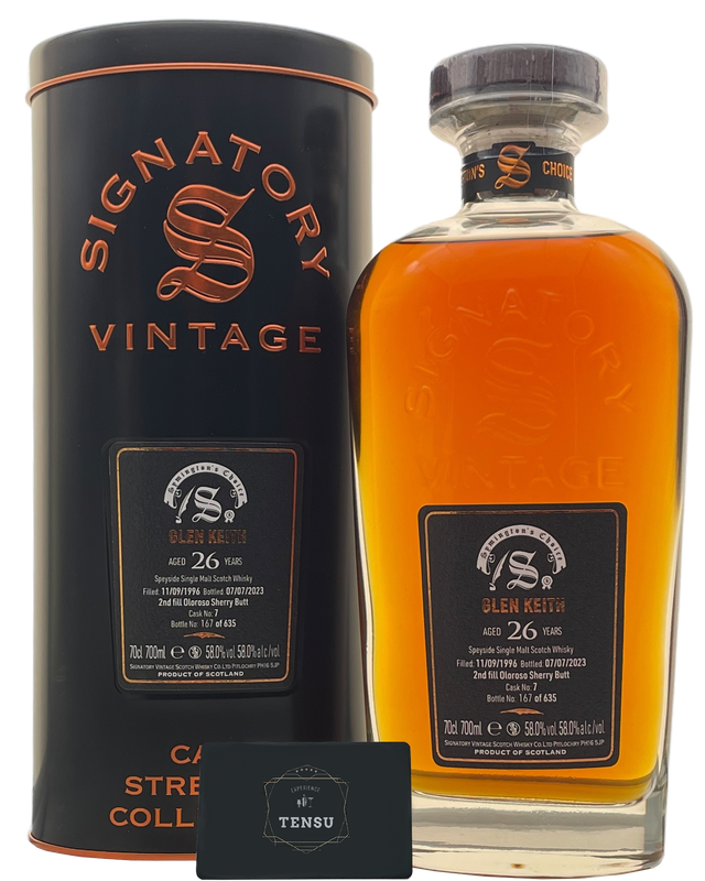 Glen Keith 26Y (1996-2023) 2nd Fill Oloroso Sherry Butt 58.0 Symington's Choice "Signatory"