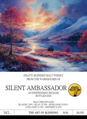 Peaty Blended Malt Whisky (2024) Ex-Bourbon, Sherry &amp; Wine Cask 46.9 AOB01 "Silent Ambassador"