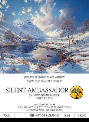 Peaty Blended Malt Whisky (2024) Ex-Bourbon, Sherry &amp; Rum Cask 48.3 AOB02 "Silent Ambassador"