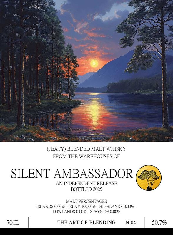 Peaty Blended Malt Whisky (2025) Ex-Bourbon &amp; Sherry Cask 50.7 AOB04 "Silent Ambassador"