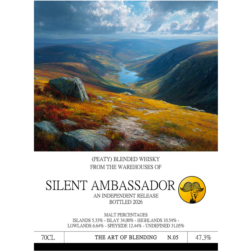 Peaty Blended Whisky (2026) Ex-Bourbon, Ex-Sherry &amp; Ex-Wine Cask 47.3 AOB05 "Silent Ambassador"