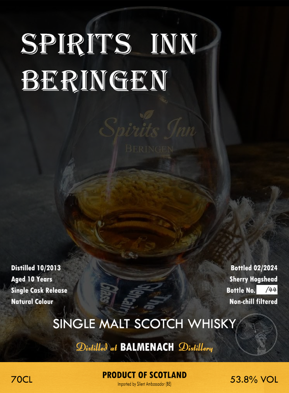Balmenach 10Y For Spirits Inn Beringen (2013-2024) Sherry Hogshead 53.8 SpIn01 "Silent Ambassador"